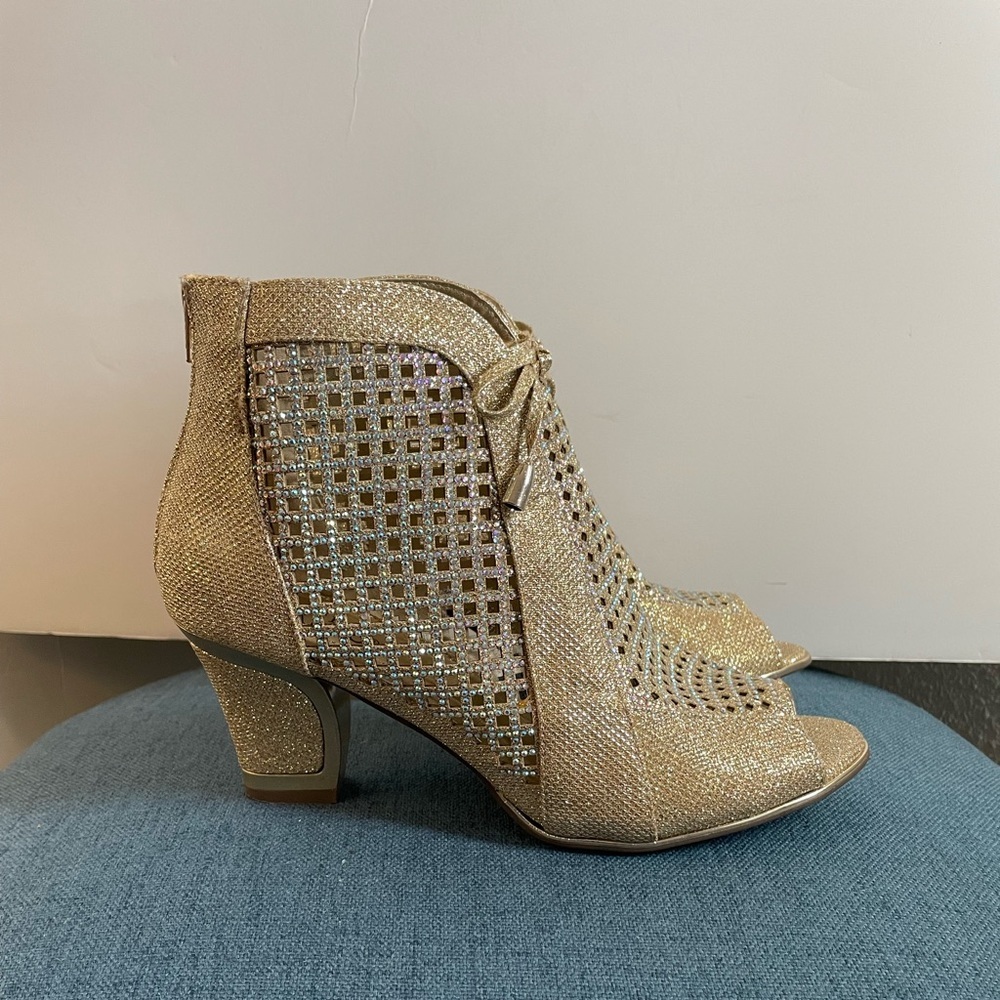 Valenti Franco Sassy 1 Peep Toe Glitter High Heels size 10 - Picture 11 of 11